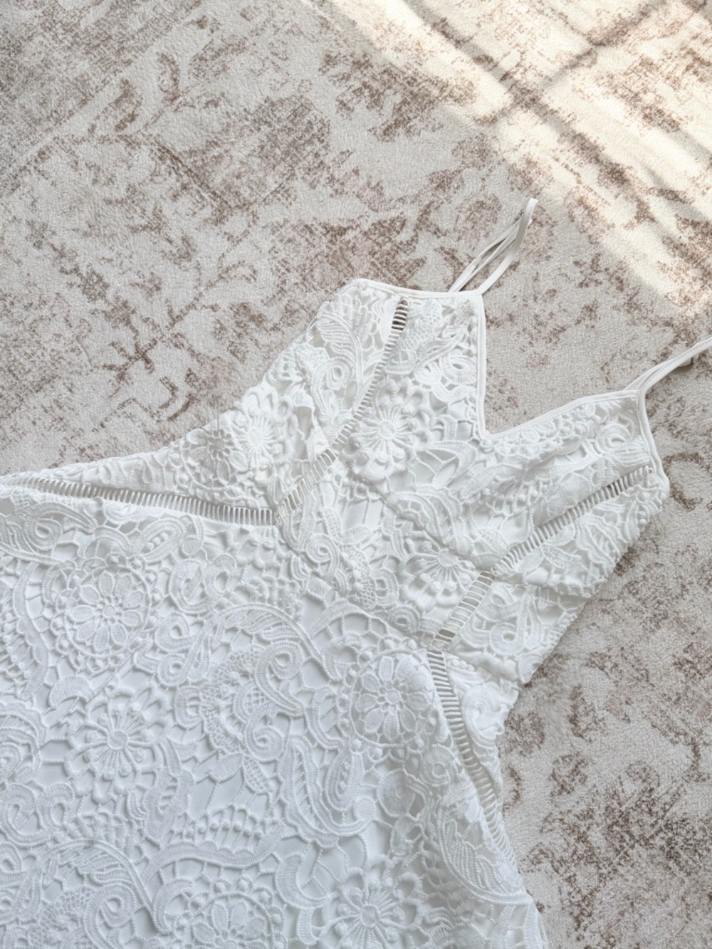 PLT White Floral Lace Spaghetti Strap Dress - Picture 3 of 6